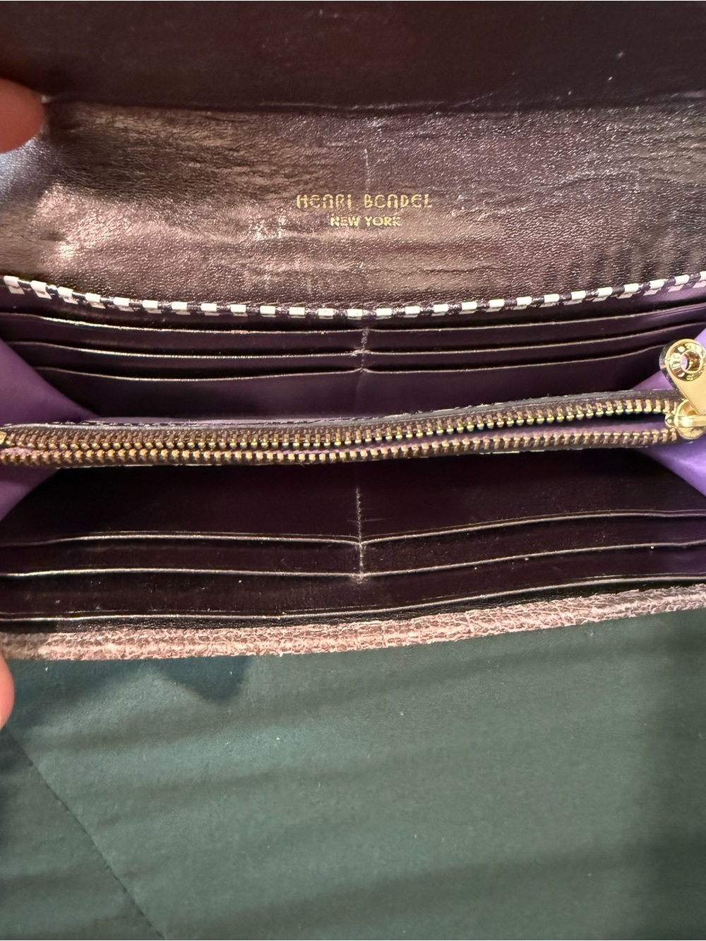 henri bendel brown textured leather wallet with gold hardware - Picture 4 of 6